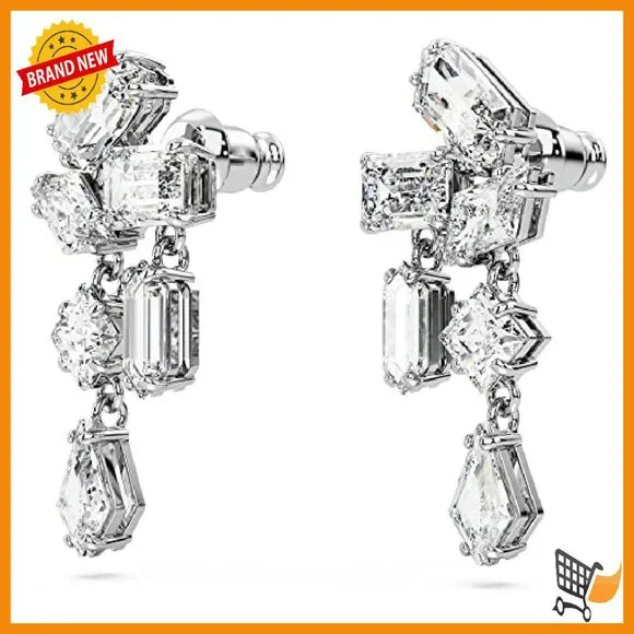 Crystal Drop Earrings Rhodium Setting 1.06 Inch Dangle Jewelry